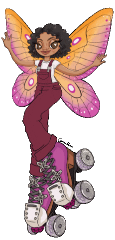 Butterfly Roller Skate Sticker by Camilla Art Illustrations