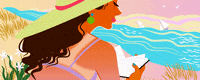 AlexDok art girl summer illustration GIF