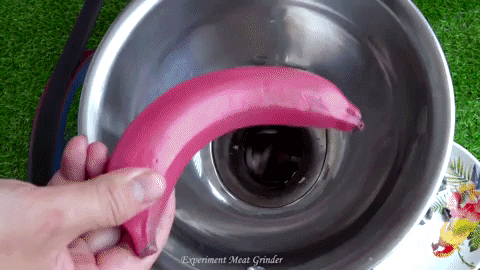 ExperimenMeatGrinder giphyupload banana satisfying meat GIF