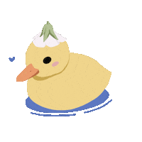 bellabusquet bellabusquet animais fofinhos pato nadando pato com chapéu de flor Sticker