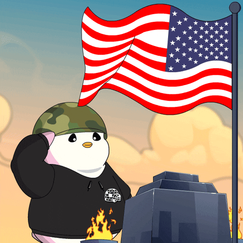 Saluting United States GIF by Pudgy Penguins