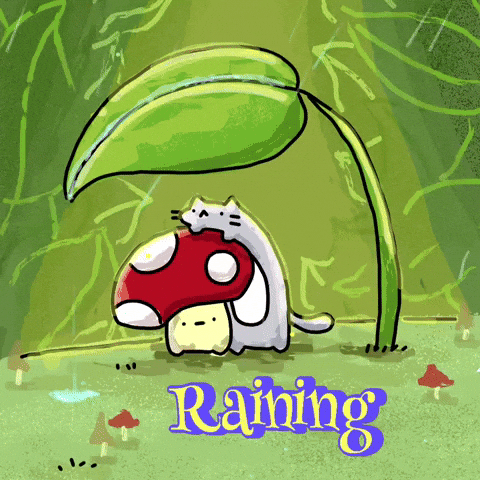 Raining Forest Cat GIF