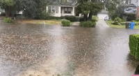 Neighborhood Flooded Following Heavy Rainfall in Rhode Island