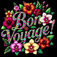 Bon Voyage Hibiscus GIF by TresorsDuMonde.ca