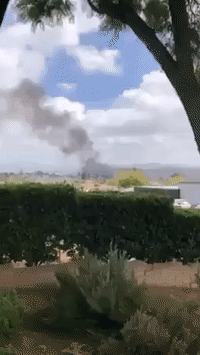 Plume of Smoke Rises From Site of Plane Crash in Santee, California