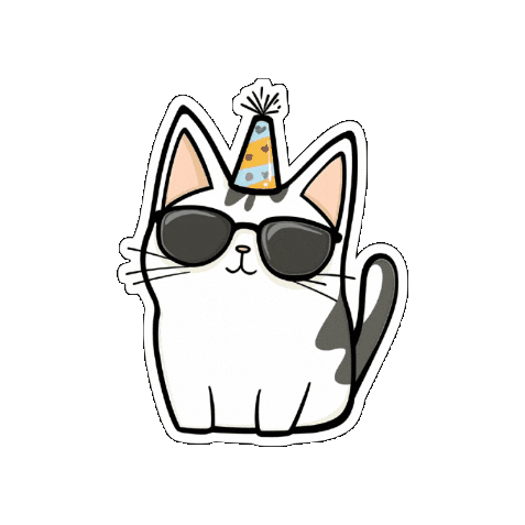 joyogram anime cat happy birthday party hat Sticker