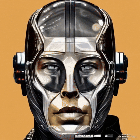 muskatarians giphyupload man robot cityscape GIF