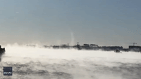 Sea Smoke Forms on Boston Harbor Waters Amid 'Record Breaking' Cold Weather