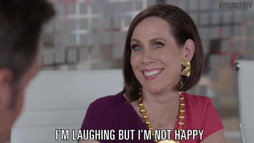 Sad Laughing GIF by YoungerTV