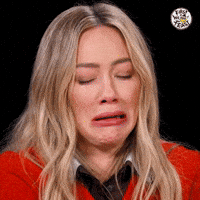 Sad Hilary Duff GIF by First We Feast