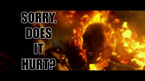 OrangeHatReviews giphygifmaker sorry ghost rider too bad GIF