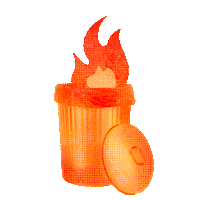 Trash Can Orange Sticker