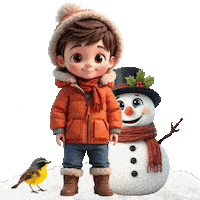Boys Girls Snowman Sticker