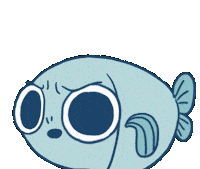 pongbong animation fish bumping turn back Sticker