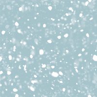 Digital art gif. Chunky "snow" flakes rapidly fall against a light blue background. 