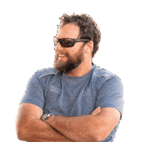 Man With Beard Grey Shirt Sticker by R Marine Crawley