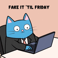 Pretending Blue Cat GIF