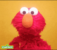 Sesame Street gif. Elmo looks at us and scratches his head with his hand on his hip. 
