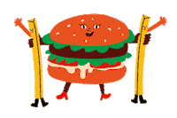 Press Play Burger And Fries Sticker by The Fenway