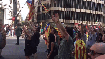 Police Divide Pro- and Anti-Spanish-Language Protesters in Barcelona