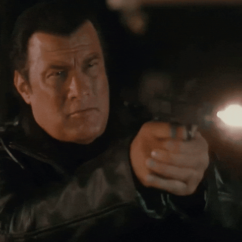 Shooting Steven Seagal GIF