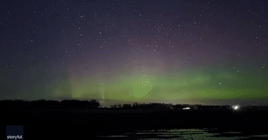 Aurora Borealis Shimmers Over Grafton, North Dakota