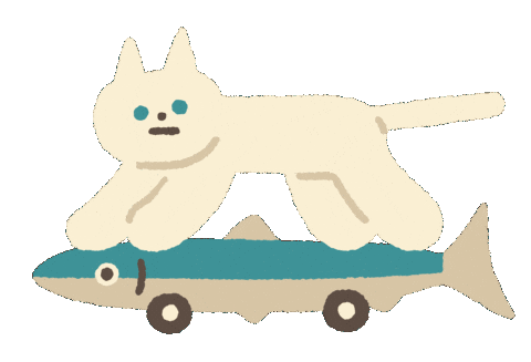 Cat Fish Sticker by LittleYellowStudio