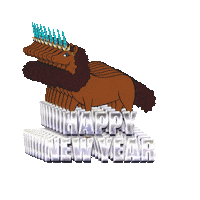 New Year Brown Horse Sticker by Afro Unicorn