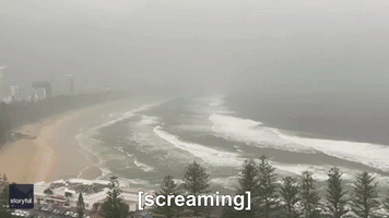Lightning Bolt Hits Ocean Off Queensland Beach