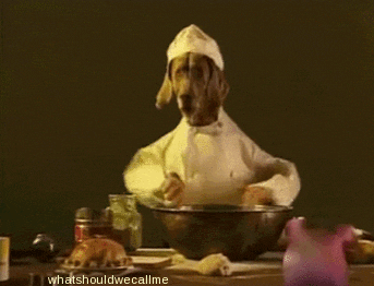 lunch dog cooking GIF
