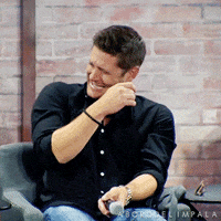 aborddelimpala laugh jensen ackles cracking up aborddelimpala GIF