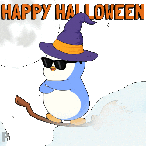 Flying Trick Or Treat Sticker by Pudgy Penguins