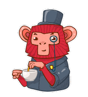 jtc_chinese coffee tea education monkey Sticker