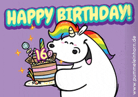 Happy Birthday Rainbow GIF by Pummeleinhorn