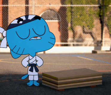 StruggleStrainAndStrength giphyupload cat karate gumball GIF