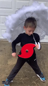 Young Weather Enthusiast Dresses Up as Hurricane for Halloween