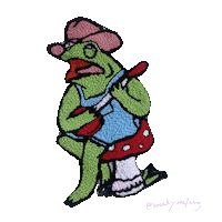 speckyweefannyy frog mushroom traditional cottagecore Sticker