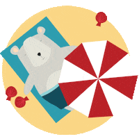 cinziopeillustration beach bear relax sea Sticker