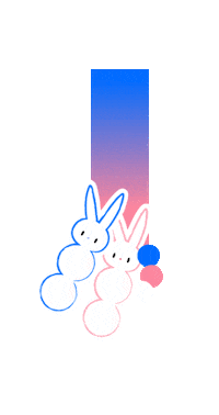mallowers_official pink blue bunny rabbit Sticker