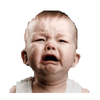 Sticker gif. Toddler frozen in a dramatic crying face shakes up and down in digital heaves of sadness.