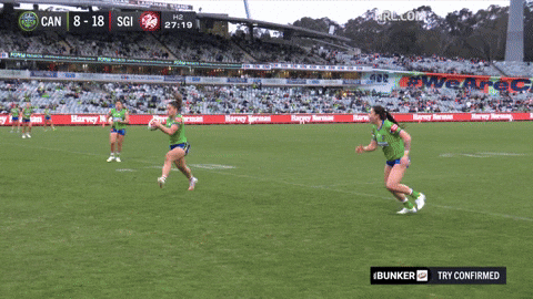 Womens Rugby League Try GIF by Canberra Raiders