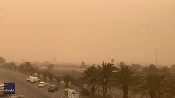 Orange Haze Covers Canary Islands Following Sandstorm