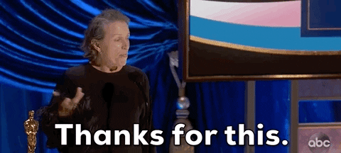 Frances Mcdormand Thank You GIF by The Academy Awards