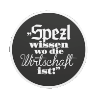 spezlwirtschaft spezlwissenwodiewirtschaftist Sticker by Crux Club