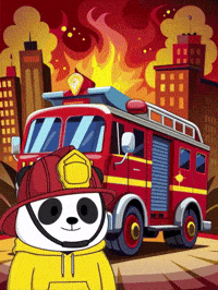 Fire Firefighter GIF by Pandu Pandas