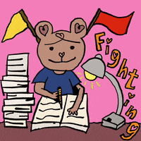 heartycoooool test bear fighting study GIF