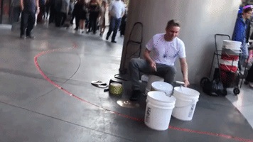 Street Performer Takes Bucket Drumming to a Whole New Level