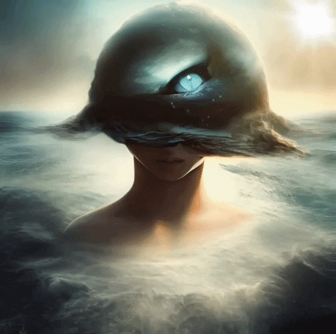 quantumsuicide man ocean inversion transcendence GIF