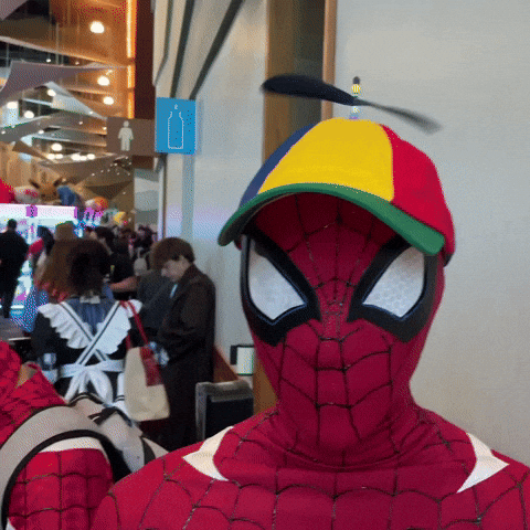 Spiderman Propeller Hat GIF