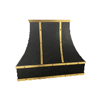 Hoodsly_ black and gold curved hoodsly curved with brass strapping and buttons Sticker